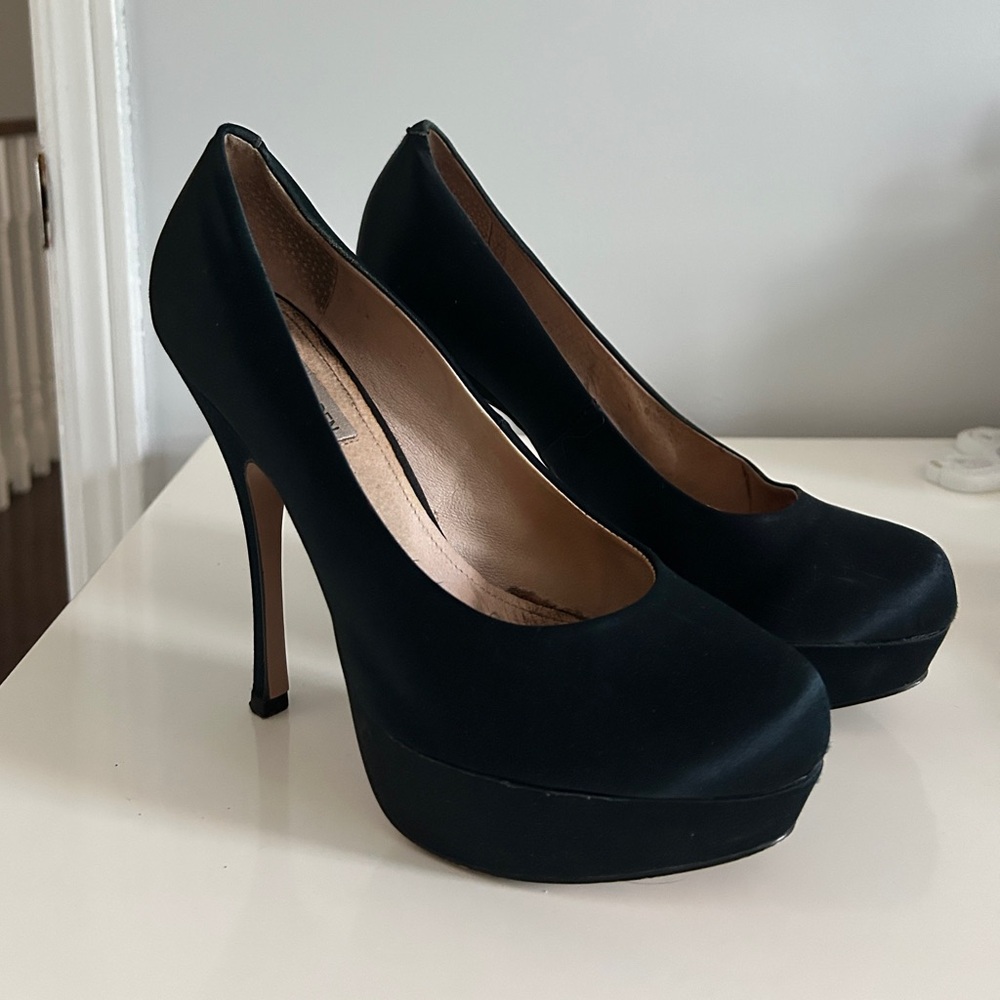 Steve Madden Black Satin Stiletto Heels